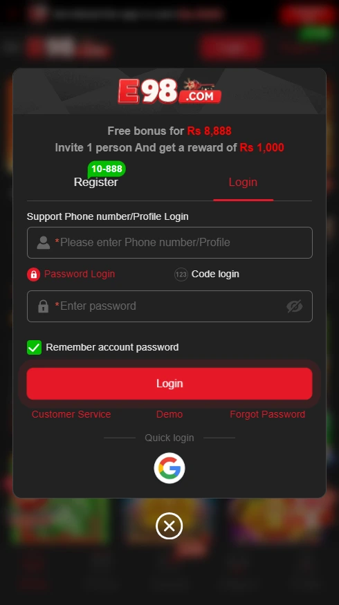 e98 login